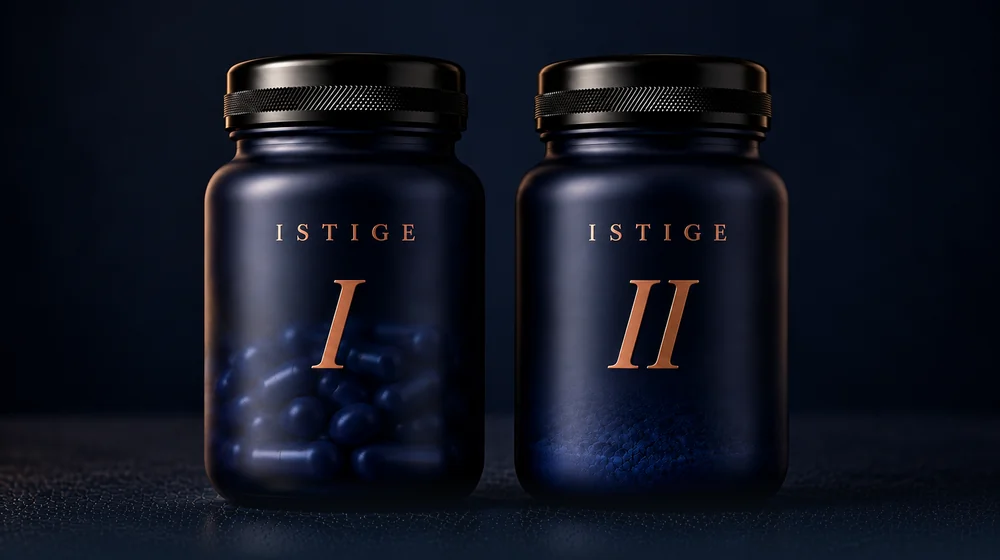 ISTIGE sleep supplement bundle, the capsule jar and the powder jar together